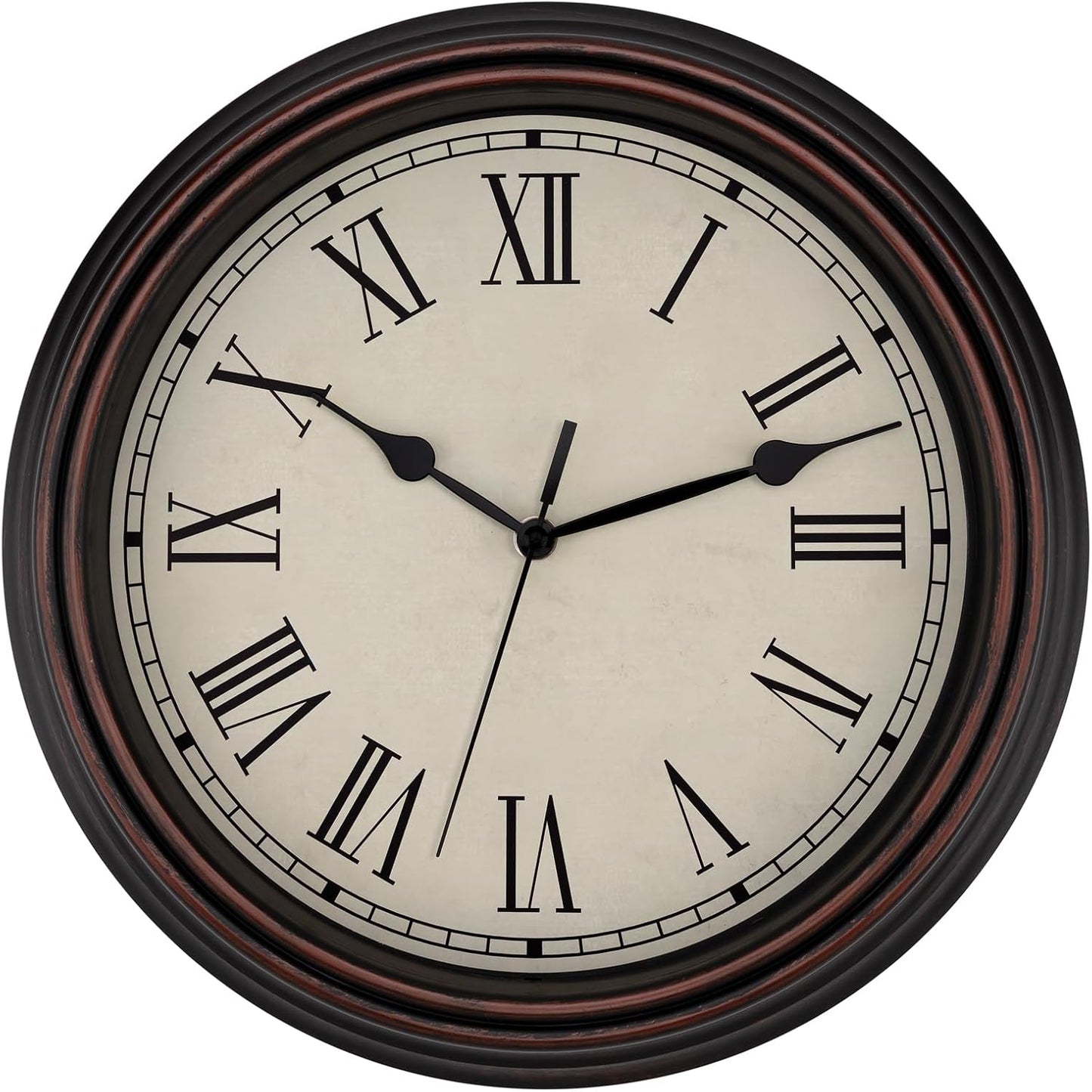 Foxtop Retro Silent Non-Ticking Round Classic Clock Quartz Decorative Battery Operated Wall Clock for Living Room Kitchen Home Office 12 Inch (Bronze)
