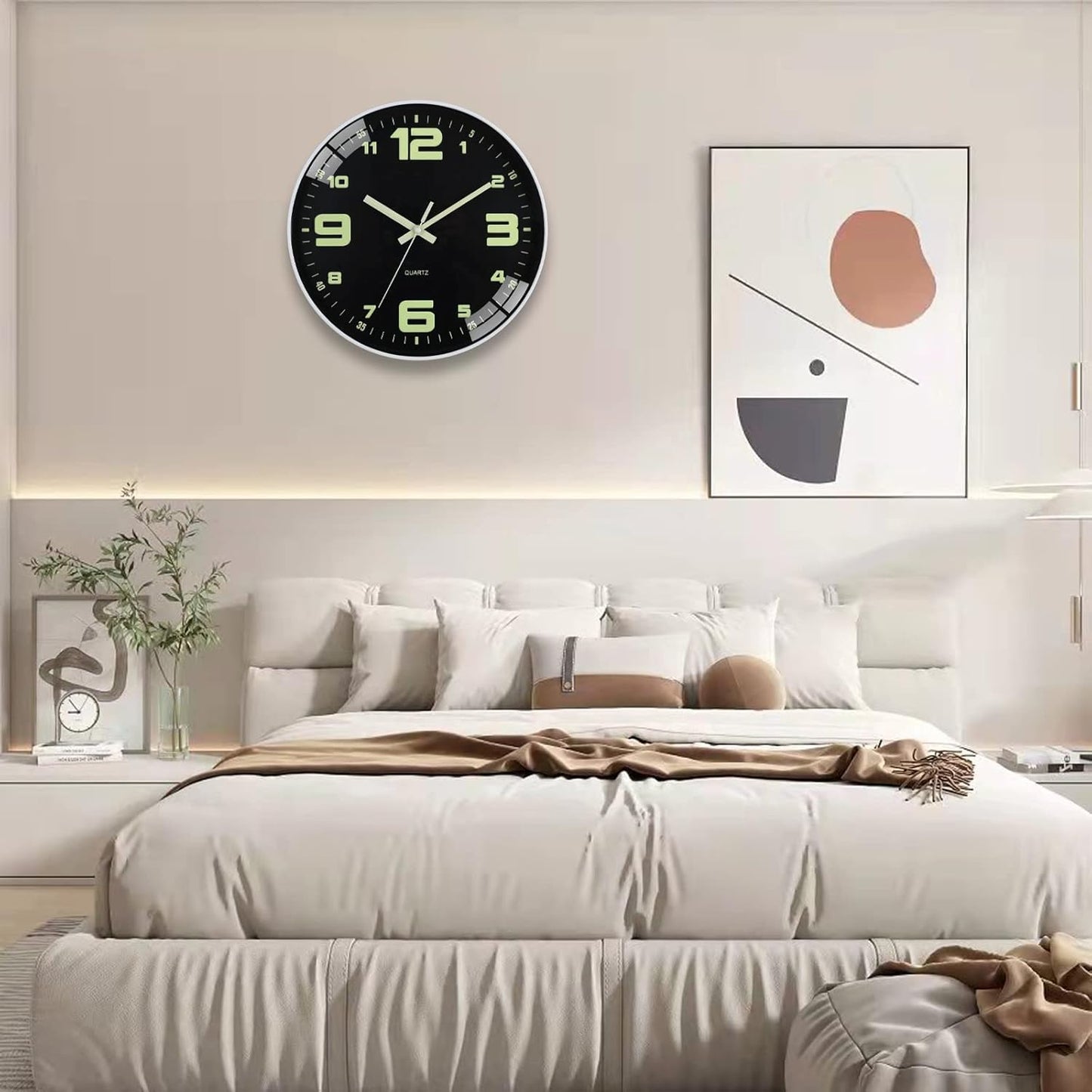 HZDHCLH Wall Clocks Battery Operated,12 inch Silent Non Ticking Modern Wall Clock for Living Room Bedroom Kitchen Office Classroom Decor (Olive Green and Gold)