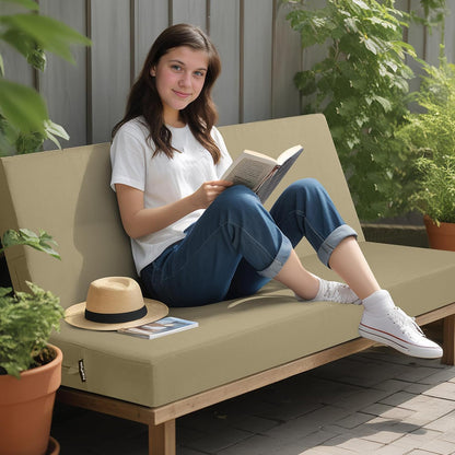 idee-home Outdoor Bench Cushion Waterproof, Bench Cushions for Outdoor Furniture, Patio Porch Swing Replacement Seat Pad with Ties for Garden Backyard, 48 x 18 Inch Red