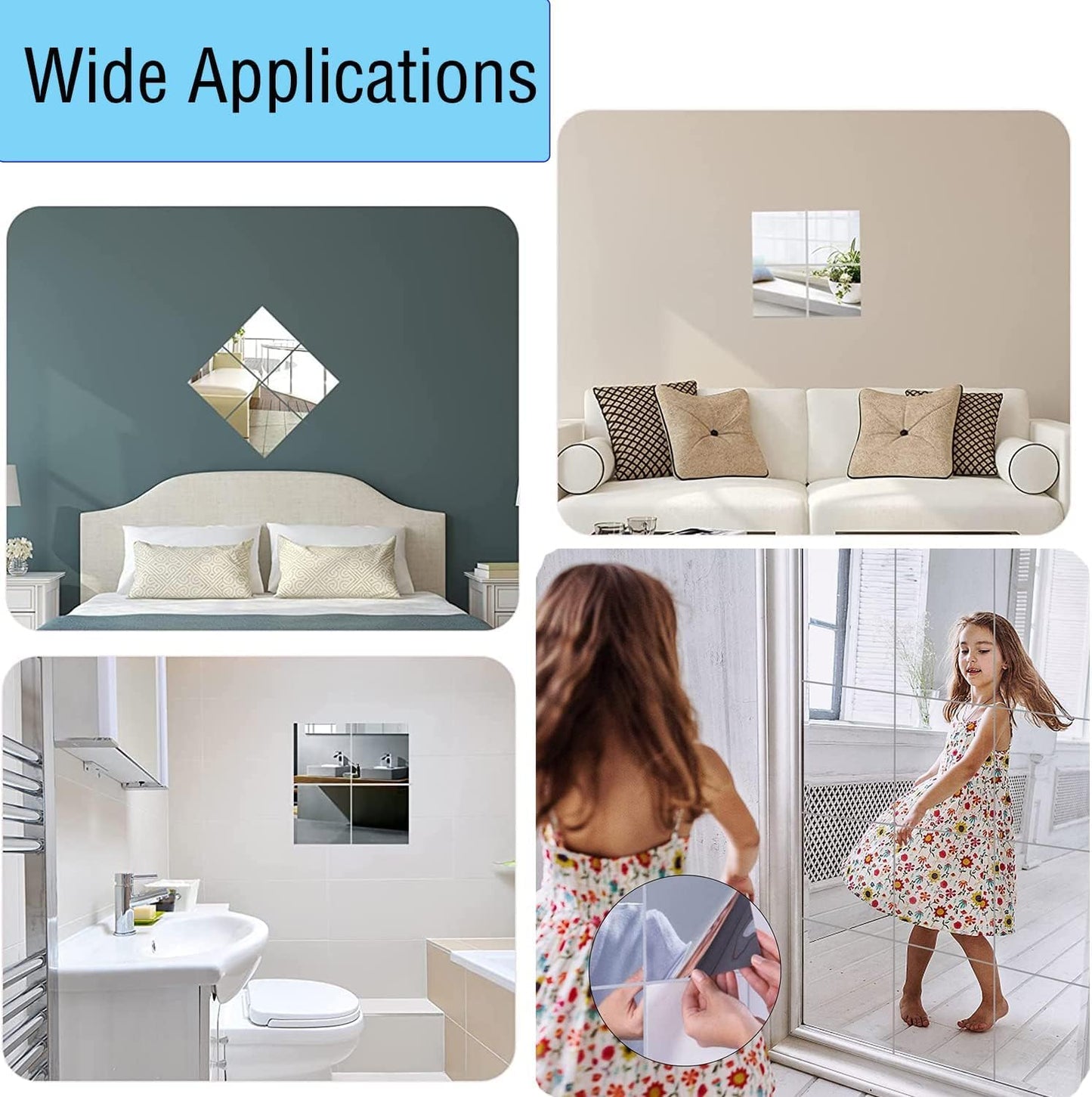 12'' Round Wall Mirror Tiles High Clear Reflecticon Self Adhesive Acrylic Mirror Sheets Circle Stickers for Bathroom, Bedroom, Door, Home Decor