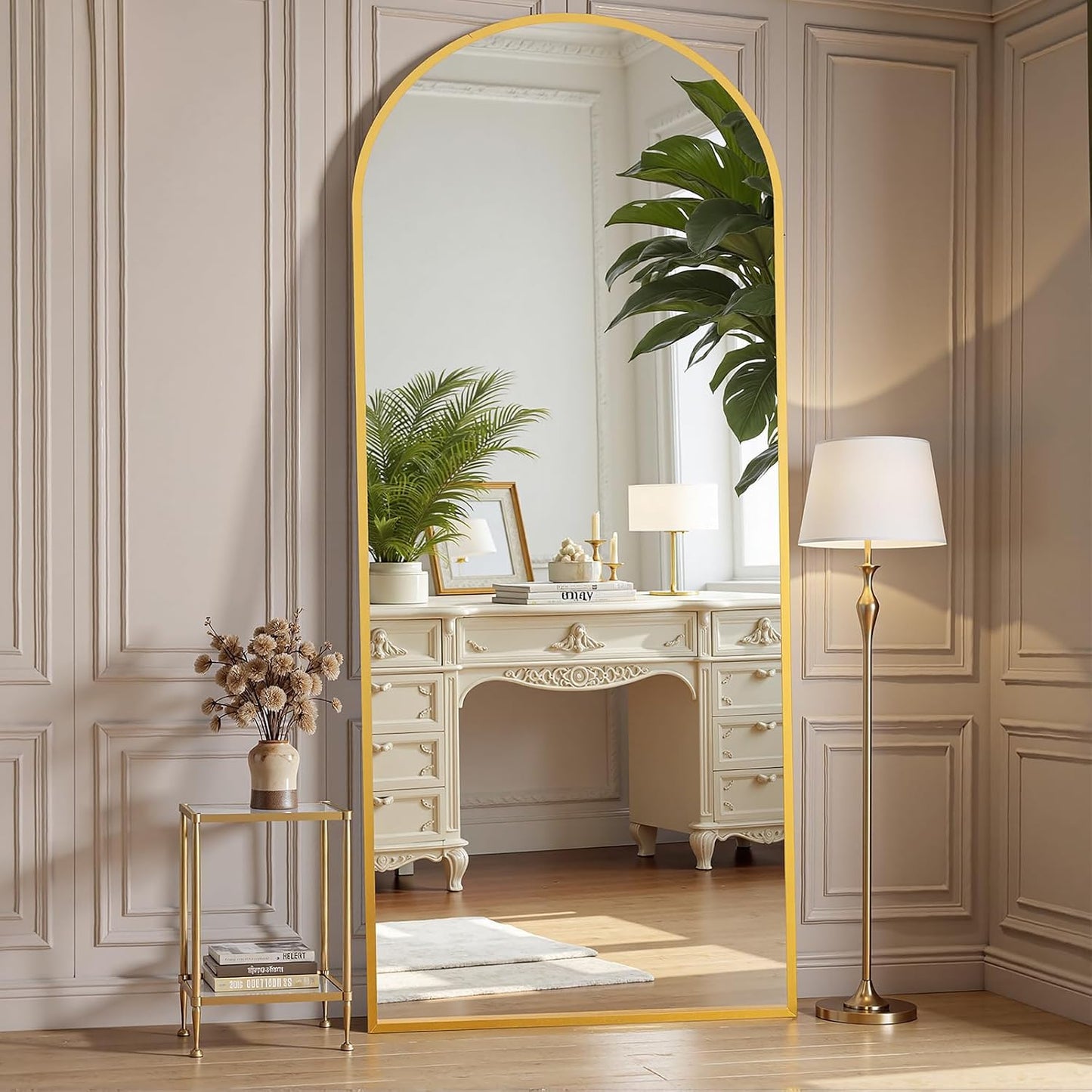 OLIXIS Black Arched Full Length Mirror 60"x16" for Bedroom, Full Body Mirror with Stand, Hanging or Leaning for Wall, Aluminum Alloy Thin Frame Floor Standing for Living Room