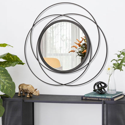 Gold Sunburst Mirrors for Wall Decorative Metal Round Art Mirrors Large Wall Decor Hanging Mirror for Bathroom Bedroom Living Room Vanity Entryway 16"