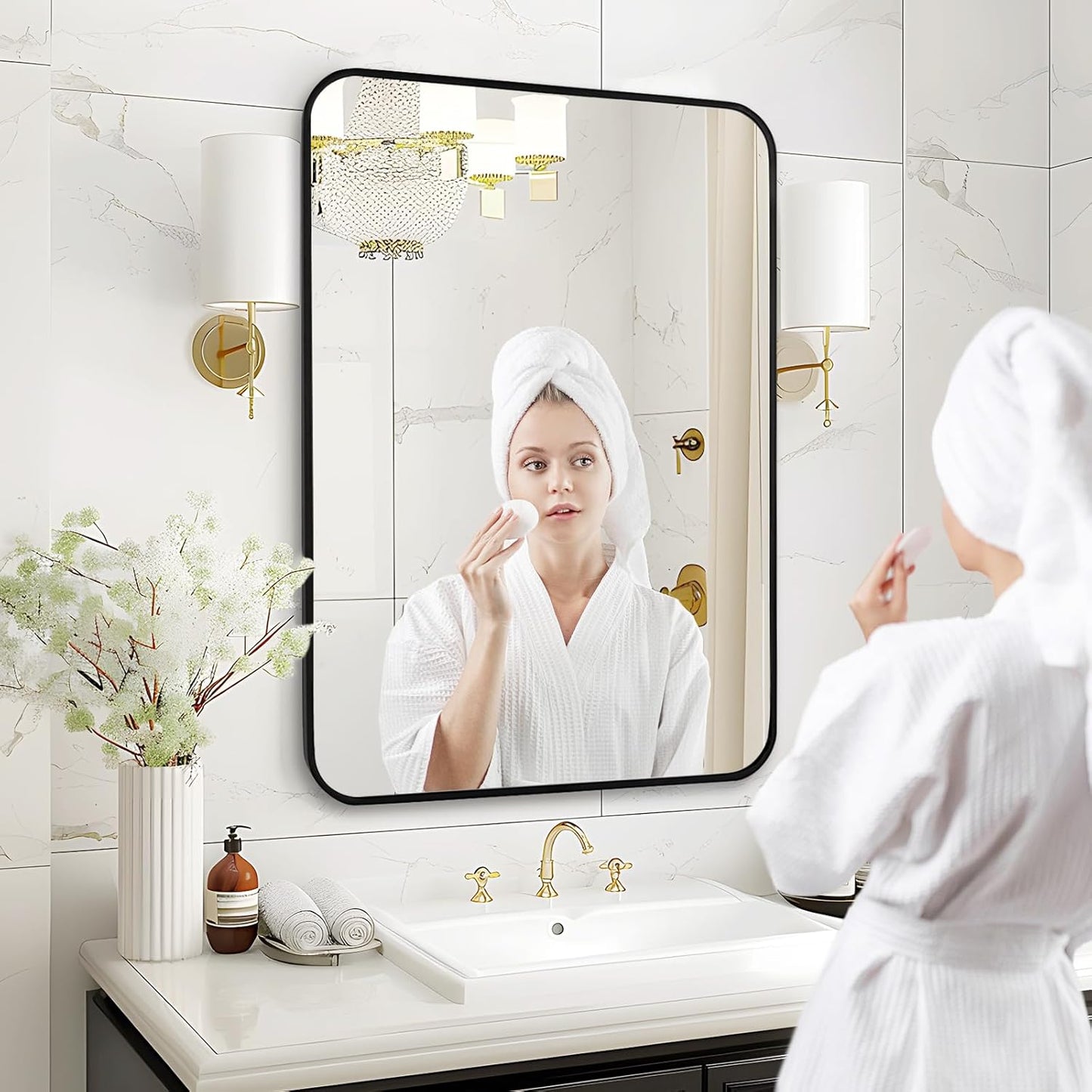 Fabuday Black Circle Mirror for Wall 20 inch - Round Mirrors for Bathroom, Entryway, Living Room, Hallway, Bedroom Decor, Small Matte Framed