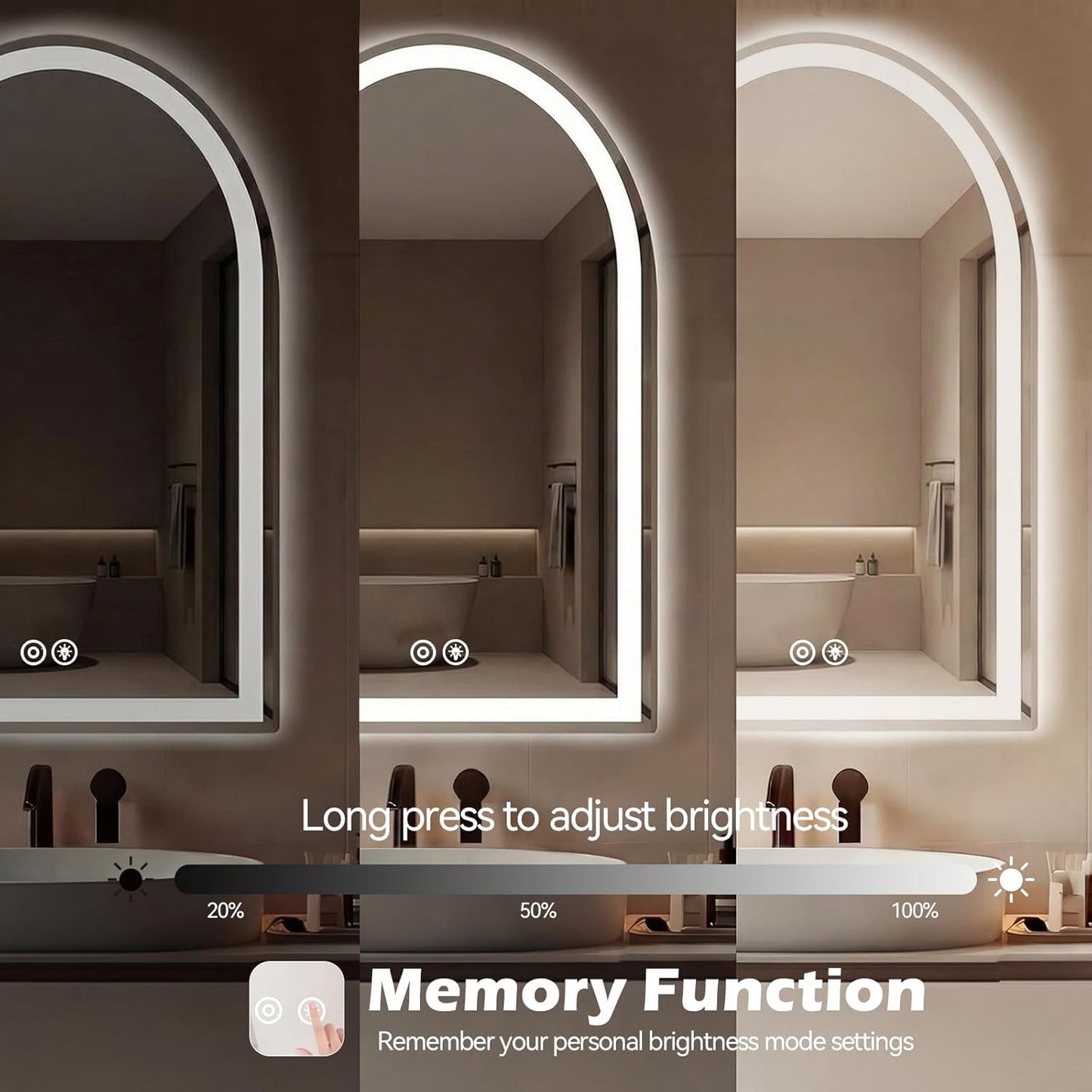 Sweetcrispy 20"x30" Arched Gold Bathroom Mirrors for Wall, Bathroom Mirrors for Over Sink, Metal Framed with HD Shatter-Proof Glass for Entryway, Living Room, Bedroom
