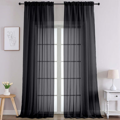 Chyhomenyc Sheer White Valances for Windows 2 Pack, Small Window Curtains for Living Room Bathroom Cafe Laundry Basement, Modern Top Dual Rod Pocket Voile Curtain, 42W x 14L inches, White - Colors B
