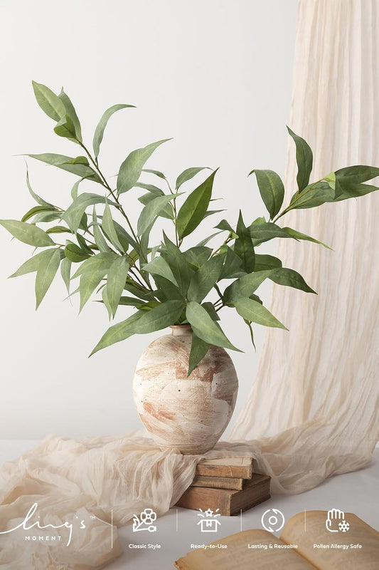 Ling's Moment Artificial Plants Eucalyptus Leaves Branches,10Pcs 17.7"Tall Fake Greenery Filler w/Stems, Lifelike Texture Plant Decor for Wedding Bouquets/Table Centerpieces, Outdoor/Party/Room/Office