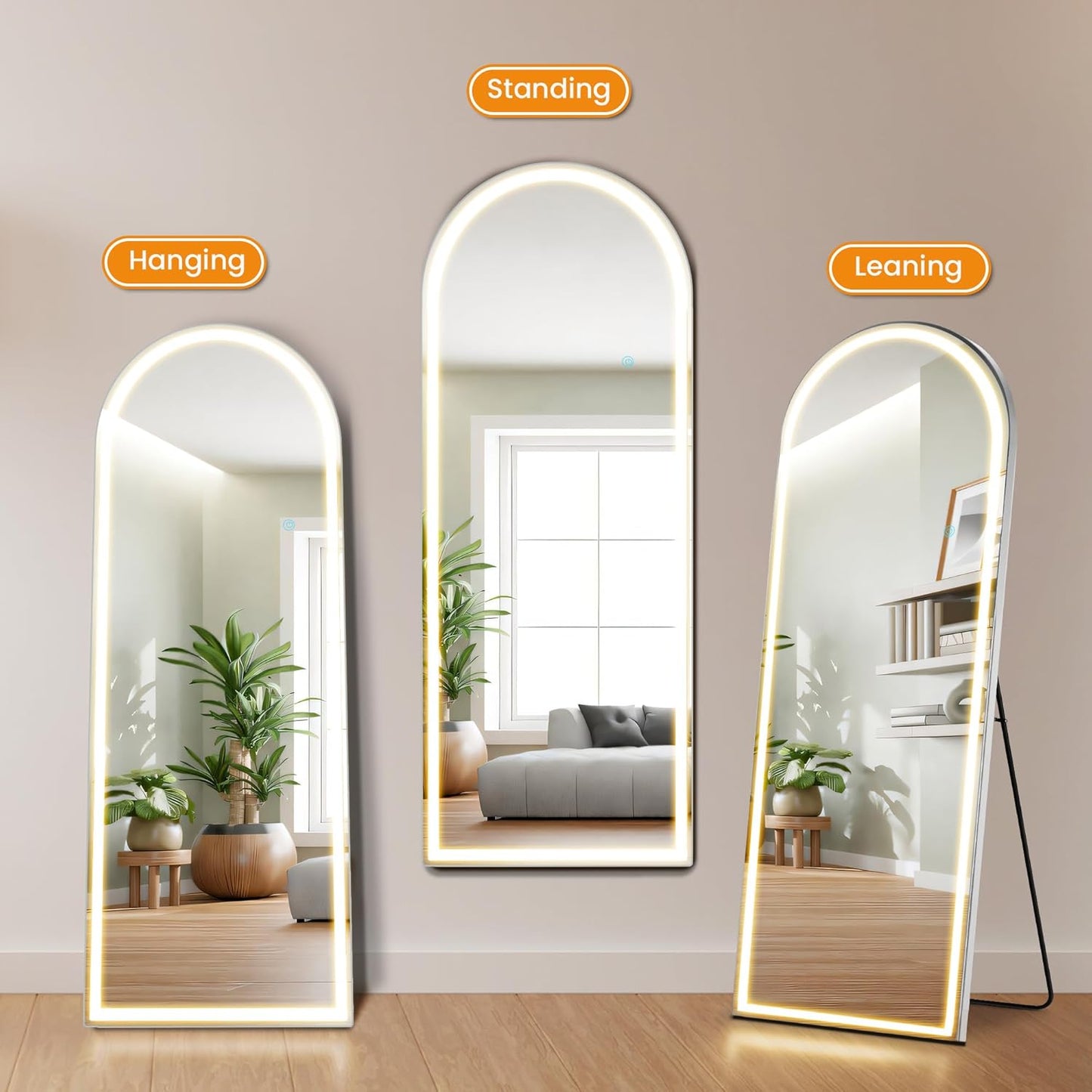 Mirror Full Length, Upgraded 16"x59" Body Wall Mirrors with Shatter-Proof Glass, Floor Standing, Hanging or Leaning, Tall Mirror with Stand Aluminum Alloy Frame for Bedroom Cloakroom