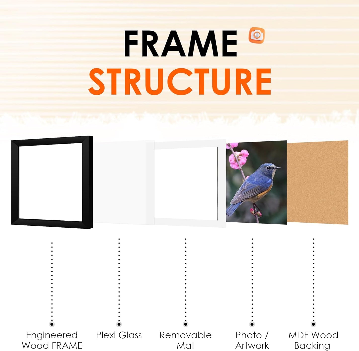 FIXSMITH 8x10 Picture Frame Set of 2, Photo Frame with HD Plexiglass, Display Pictures 5x7 with Mat or 8x10 Without Mat Multi Picture Frames Collage for Tabletop or Wall Display, Black