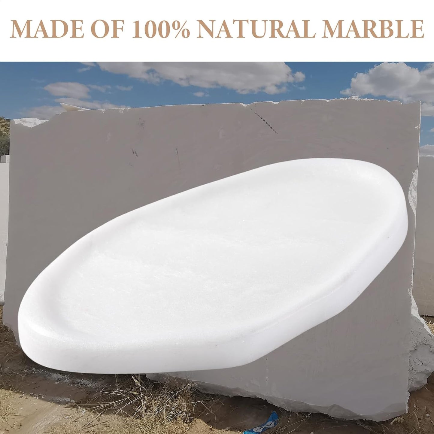 Koville Luxurious Natural Marble Vanity Tray, Cloud Shape Serving Stone Key Tray for Home Decor, 10" x 7" Marble Storage Trays for Bathroom, Stone Plate Holder for Perfume, Candle and Jewelry