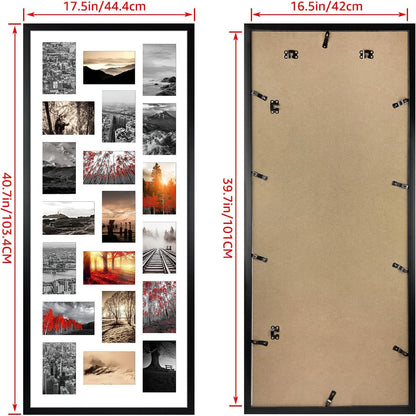 QUTREY 20 Opening 4x6 Collage Picture Frame Set of 2, 18.1x41.3 inches Black Multiple Frames Display 4 by 6 inch Photos with Mat for Wall Hanging