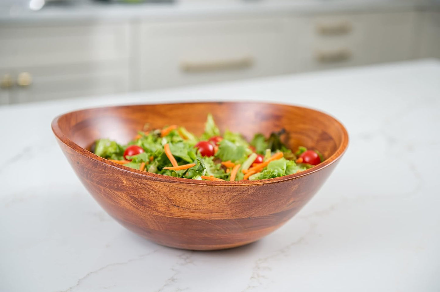Lipper International Cherry Finished Wavy Rim Beechwood Serving Bowl for Fruits or Salads, Matte, Small, 7.5" x 7.25" x 3", Single Bowl, 30.43Fl oz