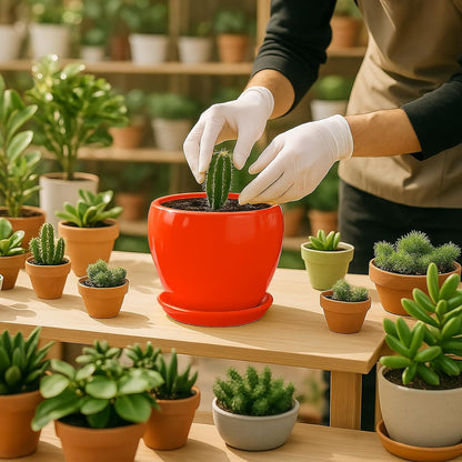 Deep Dream 6 Inch Plant Pots- Ceramic Planter Pot with Drainage Hole and Saucer, Round Flower Pot for Indoor Outdoor Succulent, Snake Plants and Cactus, Blue