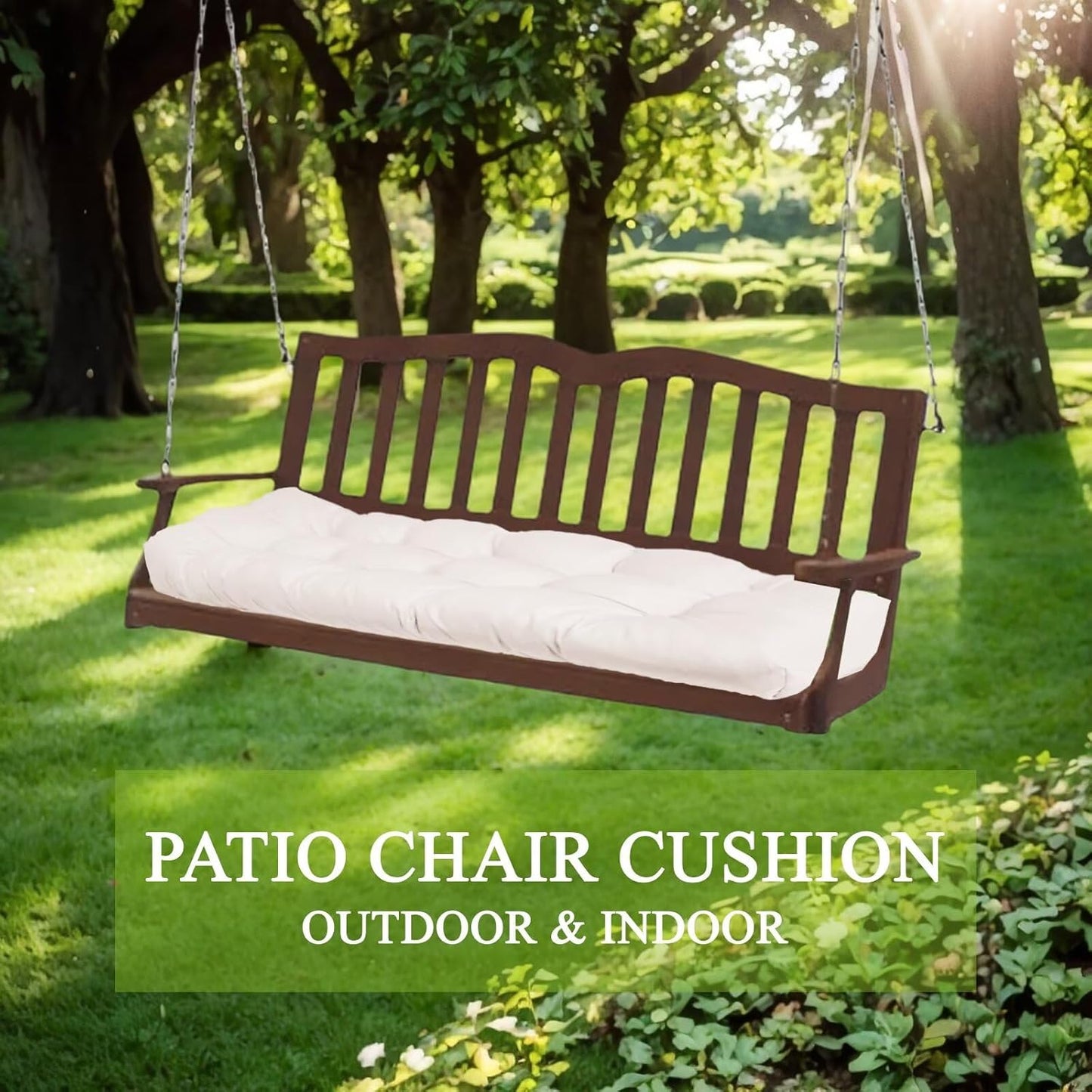 MTMR Outdoor Bench Cushion-44X19 Water-Repellent Tufted Porch Swing Cushions with High Elasticity PP Cotton and Ties Fade-Resistant Patio Outdoor Chair Cushion for Bench Furniture, Indoor Seat Cushion