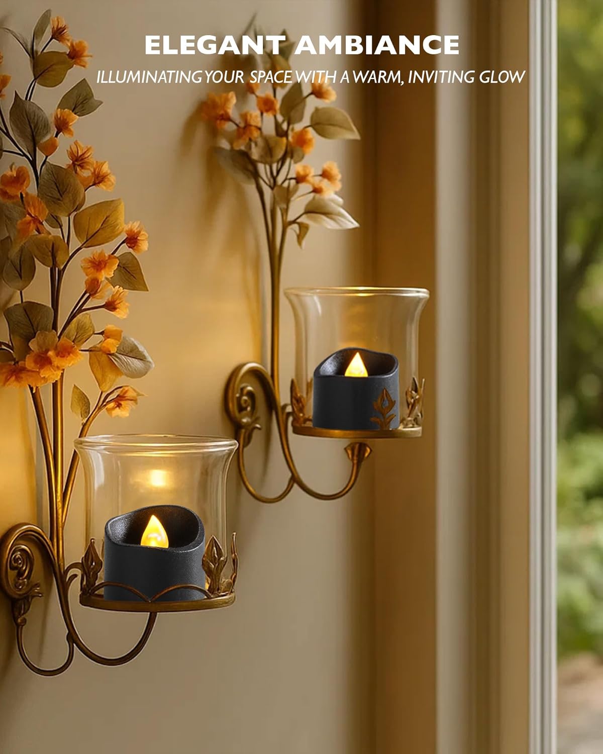 Homemory 24Pcs Flickering Flameless Candle Battery Operated, 200+Hours Fake Electric LED Tea Lights for Votive, Centerpiece Table Decorations, Wedding, Aniversary, Halloween, Christmas