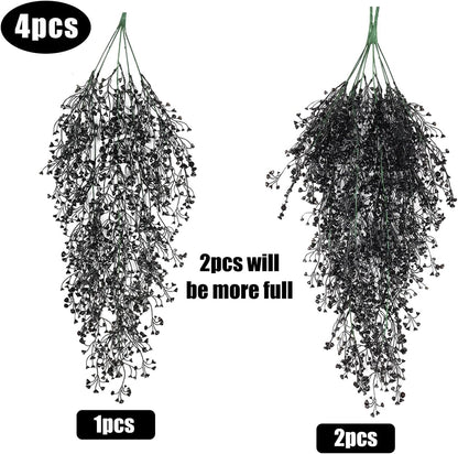 RECUTMS Fake Hanging Plants Artificial Ferns for Outdoor Hanging Faux Plants Vine Ivy Faux Fern Hanging Vines Wall Plants for Home Garden Party Wedding Decor (White 4P)