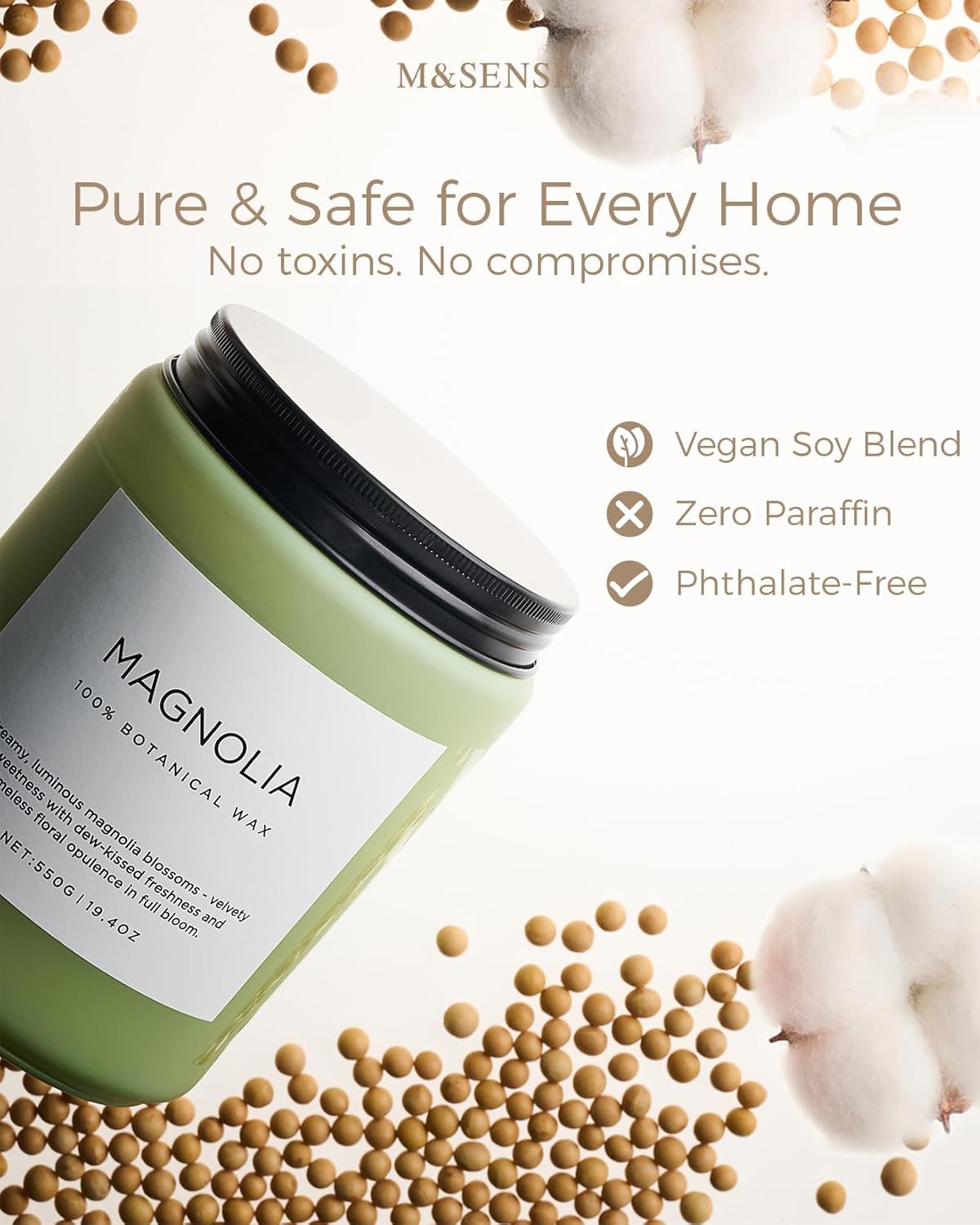 M&SENSE Eucalyptus & Mint Scented Jar Candle, Large 19.4oz Natural Soy Wax, 110-Hour Long Lasting Non-Toxic Clean Burning, Fresh Smelling Home Aromatherapy for Spa Stress Relief, Gifts for Men Women