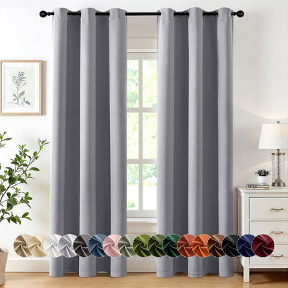 MIULEE Blackout Curtains for Bedroom Living Room 2 Panels, Thermal Insulated Room Darkening Drapes Grommet Noise Reducing Light Blocking Window Treatments 63 Inches Long 40x63 Inch Black - Colors B