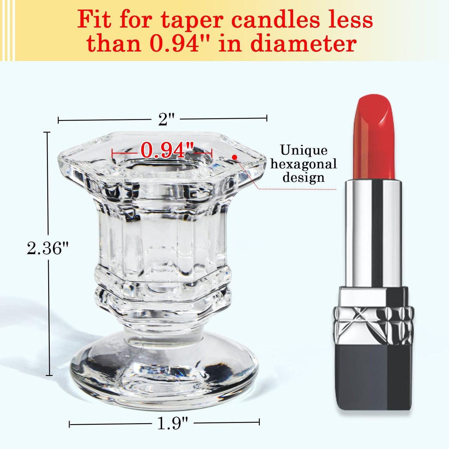 Lanttu Candlestick Holders Bulk, 12 Pcs Glass Candle Holders Set Clear, Crystal Taper Candle Holder for Wedding, Table Centerpiece, Home Decoration