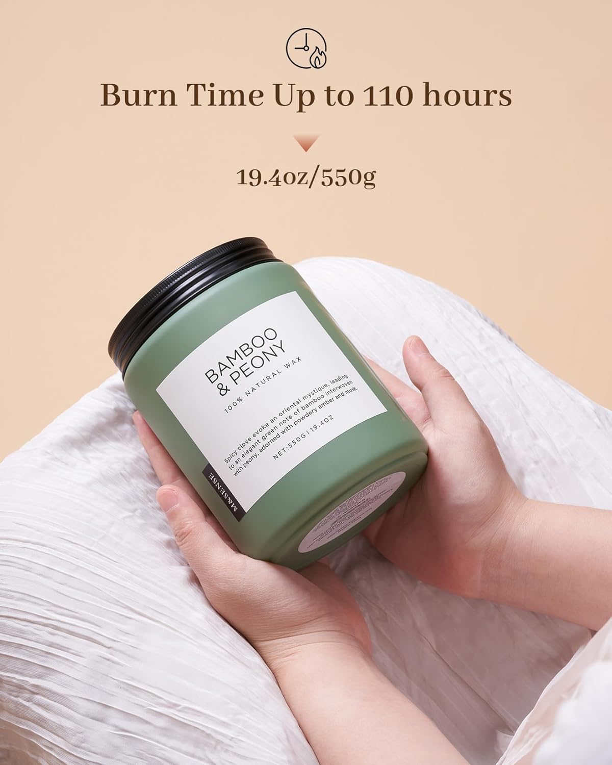M&SENSE Eucalyptus & Mint Scented Jar Candle, Large 19.4oz Natural Soy Wax, 110-Hour Long Lasting Non-Toxic Clean Burning, Fresh Smelling Home Aromatherapy for Spa Stress Relief, Gifts for Men Women