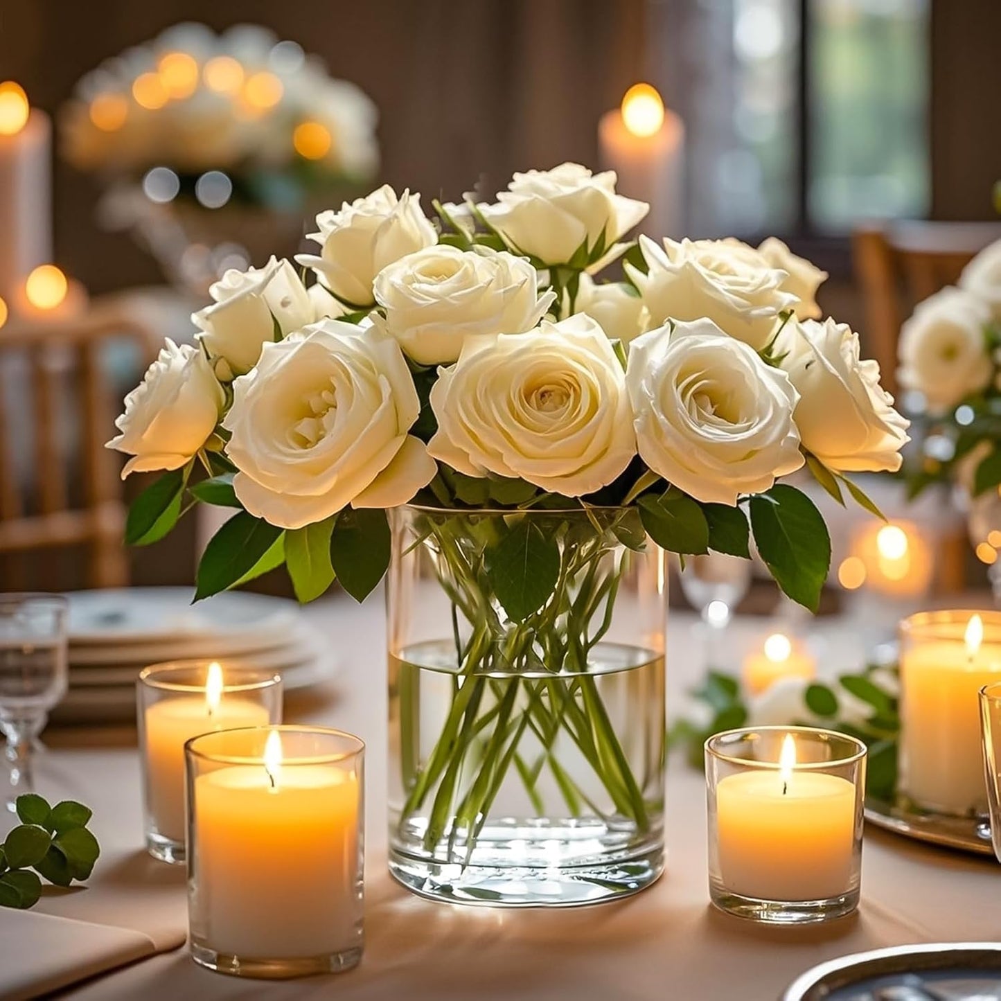 TBWIND 12pcs Glass Cylinder Vases for Centerpieces, 6 Inch Clear Flower Vases for Wedding Decorations and Indoor Home Decor, Hurricane Candle Holder for Table Shelf, Party