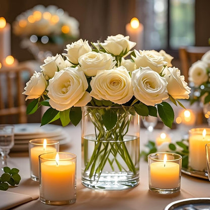 TBWIND 12pcs Glass Cylinder Vases for Centerpieces, 6 Inch Clear Flower Vases for Wedding Decorations and Indoor Home Decor, Hurricane Candle Holder for Table Shelf, Party
