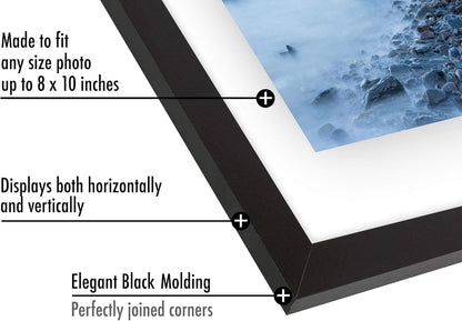 Americanflat 12x18 Floating Picture Frame with Polished Crystal-Clear Glass - Use as 8x10 Picture Frame or Display 5x7 Photo - Signature Float Collection - Photo Frames for Wall Display - Black