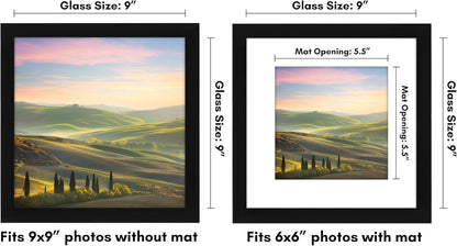 Americanflat 8x10 Picture Frame with Shatter-Resistant Glass - Use as 5x7 Frame with Mat or Display 8x10 Photo Without Mat - Signature Collection - Picture Frames for Tabletop and Wall Display - Black