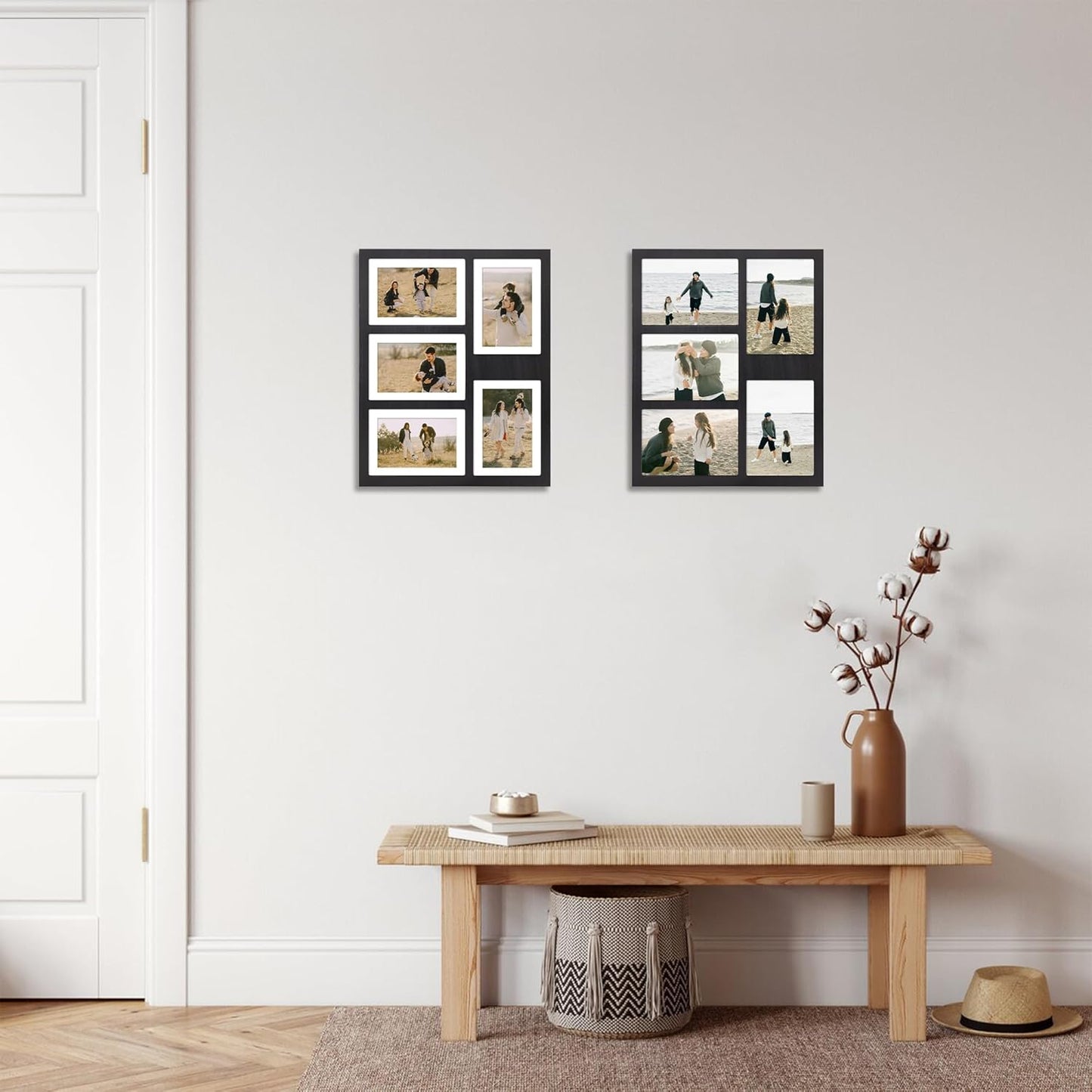 YESKAY 4x6 Picture Frame Collage for Wall Decor, Multiple Photo Collage Frames with Tempered Glass, 7-Opening for 4 x 6 Picture Frames, Rustic Brown, 1 Pack