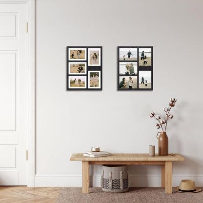 YESKAY 4x6 Picture Frame Collage for Wall Decor, Multiple Photo Collage Frames with Tempered Glass, 7-Opening for 4 x 6 Picture Frames, Rustic Brown, 1 Pack