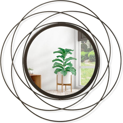 Gold Sunburst Mirrors for Wall Decorative Metal Round Art Mirrors Large Wall Decor Hanging Mirror for Bathroom Bedroom Living Room Vanity Entryway 16"
