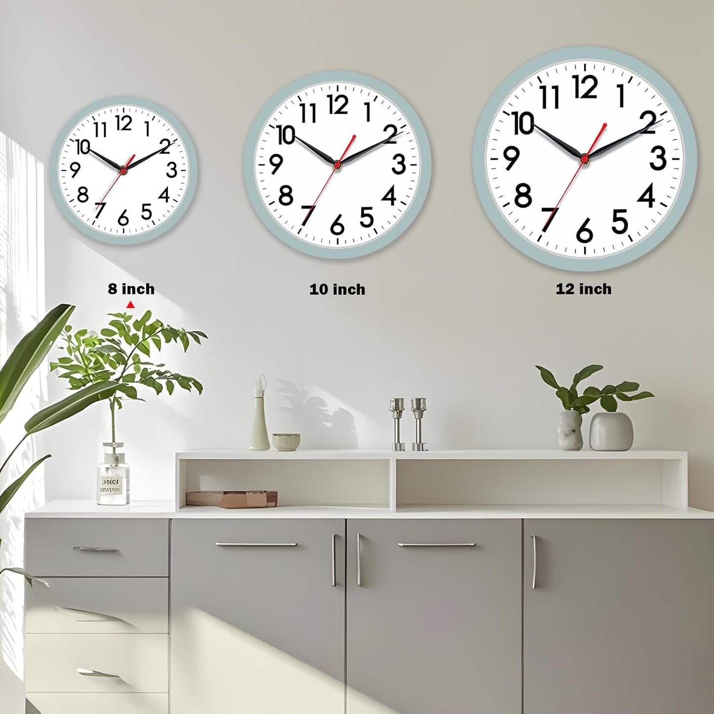 AKCISOT Wall Clock, Modern Small Wall Clocks Battery Operated 8 Inch, Silent Non-Ticking Analog Classic for Office, Home, Bathroom, Kitchen, Bedroom, School(Black)
