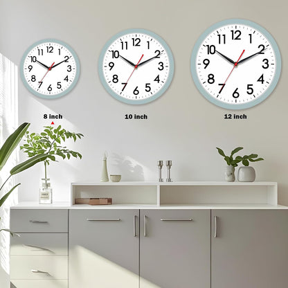 AKCISOT Wall Clock, Modern Small Wall Clocks Battery Operated 8 Inch, Silent Non-Ticking Analog Classic for Office, Home, Bathroom, Kitchen, Bedroom, School(Black)