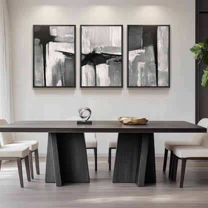 Large Framed Black and White Abstract Wall Art for Living Room, 3 Piece Big Modern Canvas Prints Paintings Artwork for Walls, Minimalist Abstract Art Pictures for Hallway, Office Wall Decor 24x36 In