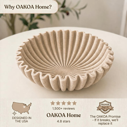 OAKOA Large Decorative Bowl for Home Decor - Purse Bowl Decor - Key Bowl for Entryway Table - Coffee Table Bowl - Organic Modern Home Decor