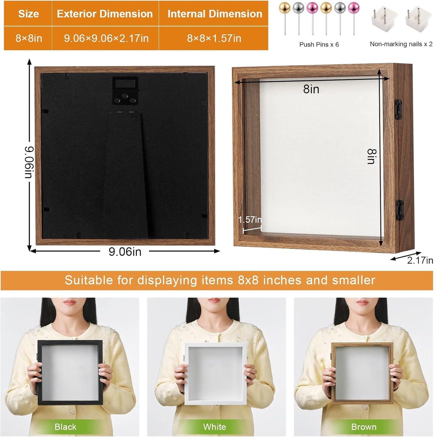 8x10 Deep Shadow Box Picture Frame Display Case with Linen Back and Stand,Real Glass Black Shadow Memory Box Frame 8x10 for Flower Baby Pet Wedding Photo Art Craft Memorial Wall Decor Gift