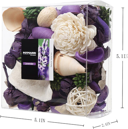 Qingbei Rina Spring Potpourri Bowl Filler, Lavender Scented Potpourri Dried Flower,Decorative Vase Filler,Home Fragrance Perfume Sachet, Bathroom Decor, 9.8 Oz(Purple)