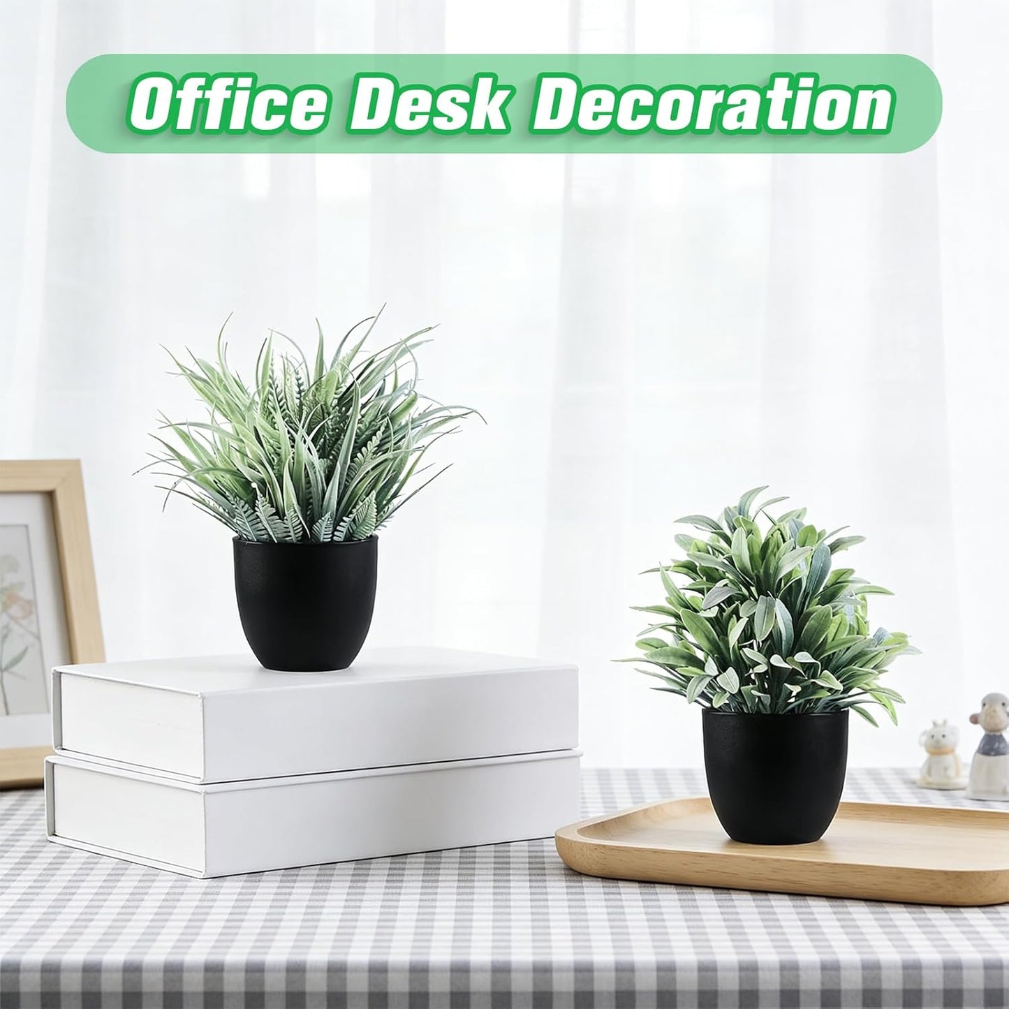 4pcs Fake Small Plants, Artificial Greenery Potted Plant for Home Office Decor, Small Faux Gray Grass Eucalyptus for Bathroom Plants Decoration, Mini Plant Potted Table Shelf Decoration