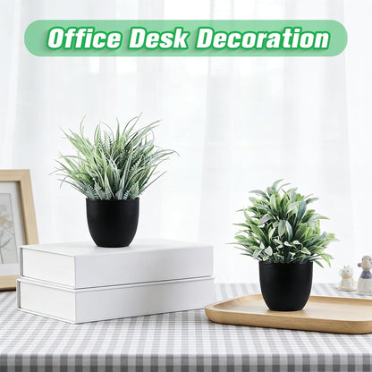 4pcs Fake Small Plants, Artificial Greenery Potted Plant for Home Office Decor, Small Faux Gray Grass Eucalyptus for Bathroom Plants Decoration, Mini Plant Potted Table Shelf Decoration
