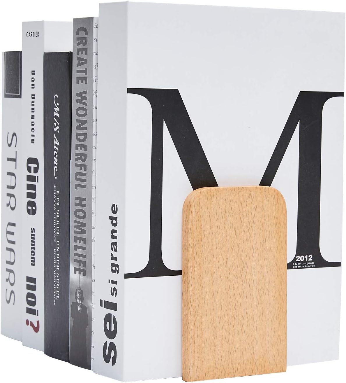 Pandapark Wood,Non-Skid Bookend for Shelves,Heavy Duty,Book Stand for CDs,1 Pair