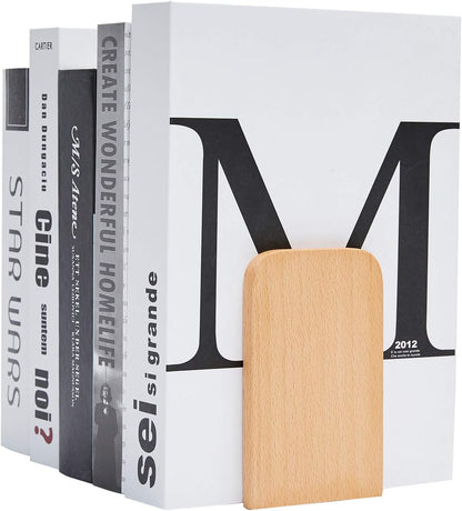 Pandapark Wood,Non-Skid Bookend for Shelves,Heavy Duty,Book Stand for CDs,1 Pair