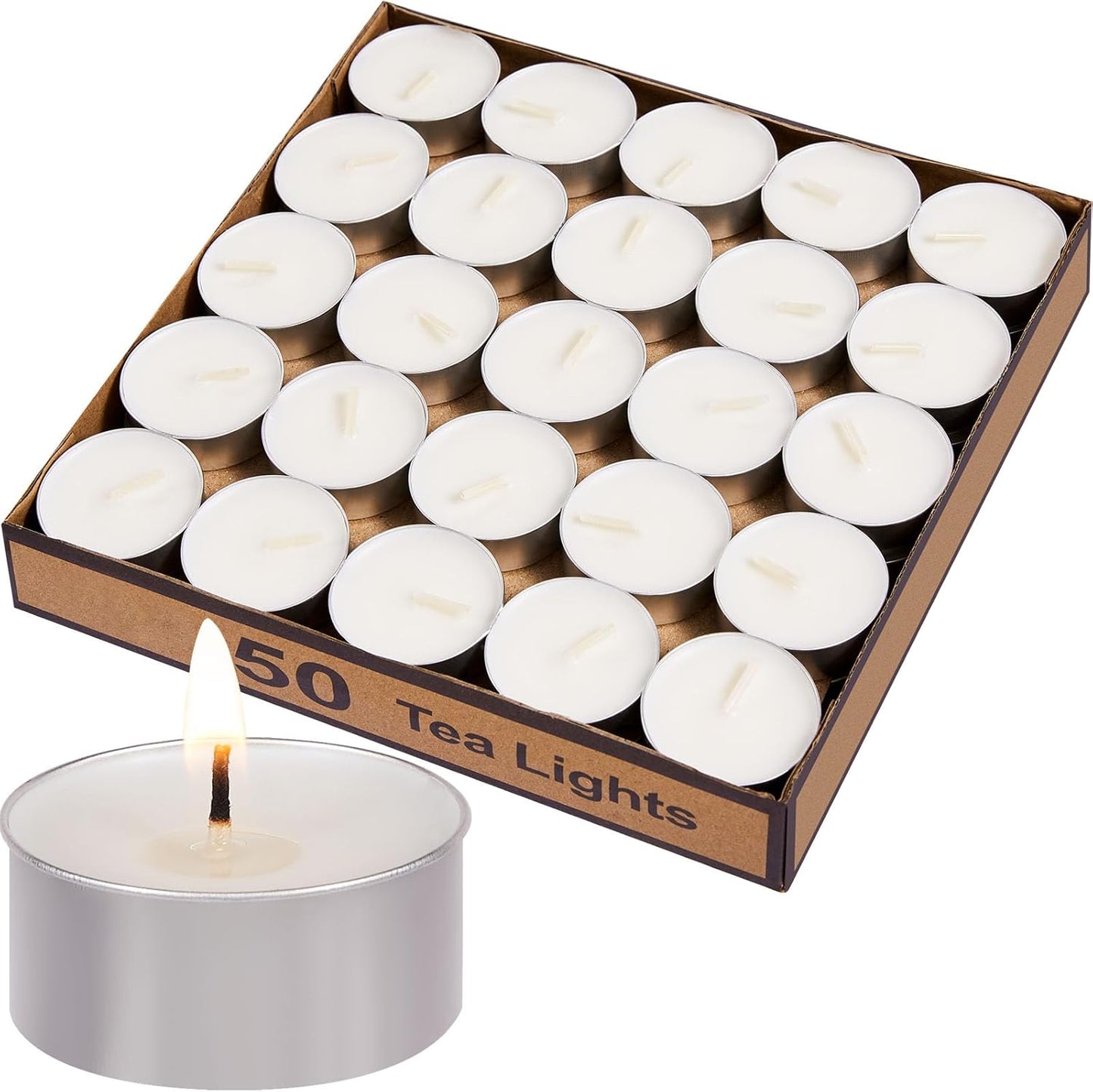 Tea Lights Candles Bulk - 200 Pack, 4.5+ Hours Fully Burns Tealight Candles Unscented Smokeless Bright Flame Tealights for Home, Sabbath, Weddings, Christmas & Halloween Decor, White