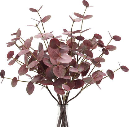 6pcs Real Touch Artificial Faux Eucalyptus Stems Dual-Sided Lifelike Leaves Fake Eucalyptus Greenery Plants for Wedding Flower Arrangement Centerpiece Bouquet Home Office Decor(Gray Green)