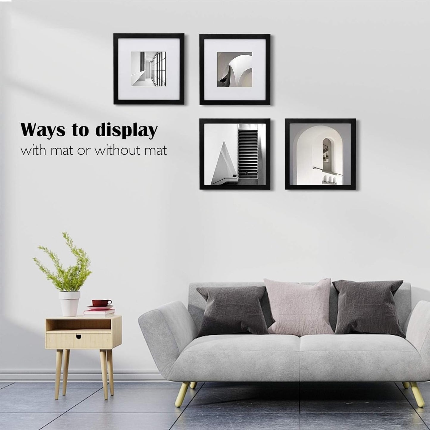Egofine 12x16 Picture Frame Black, Covered by Plexiglass Made of Solid Wood, Display Pictures 9x12 and 11x14 with Mat or 12x16 Without Mat, for Wall Mounting Photo Frame - Colors B
