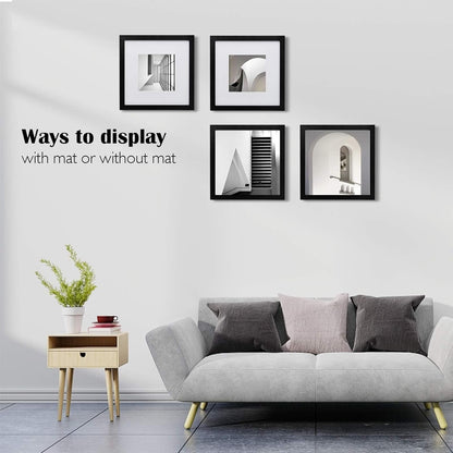 Egofine 12x16 Picture Frame Black, Covered by Plexiglass Made of Solid Wood, Display Pictures 9x12 and 11x14 with Mat or 12x16 Without Mat, for Wall Mounting Photo Frame - Colors B