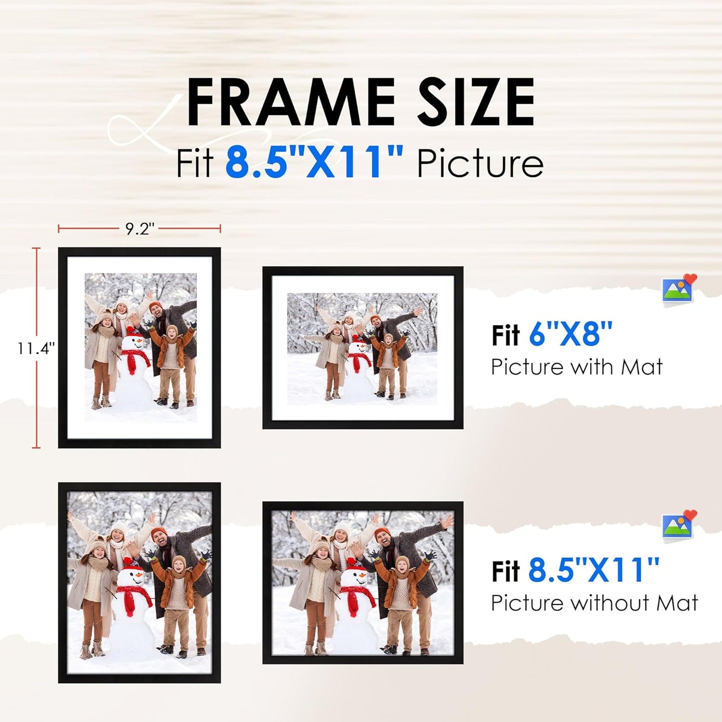 FIXSMITH 10 Pack Picture Frames Collage Wall Decor for Mounting or Tabletop Display, Gallery Wall Frame Set with Two 8x10 Black Frames, Four 5x7 Frames and Four 4x6 Frames, Multi-Pack Photo Frame Set