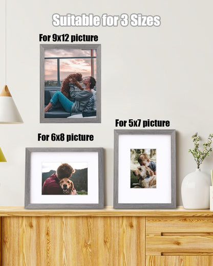 Egofine 8x10 Picture Frames Set of 4, Made of Solid Wood Covered by Plexiglass 4x6 and 5x7 with Mat or 8x10 without Mat, for Table Top Display and Wall Mounting Photo Frame Black