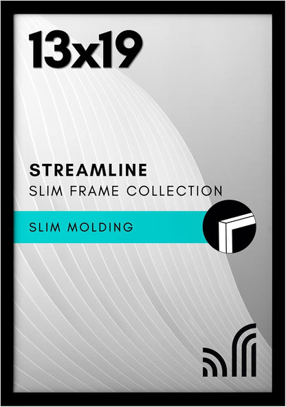 Americanflat 24x36 Poster Frame with Polished Plexiglass - Streamline Collection - Thin Border Picture Frame for Wall Display - Hanging Hardware Included - Black - Colors C