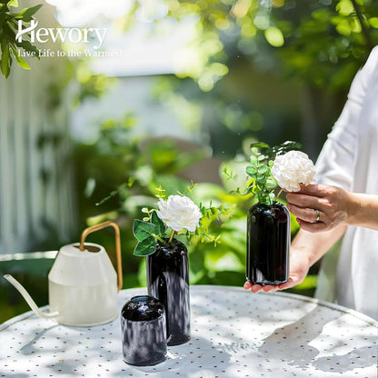 Glass Bud Vases for Flowers - Hewory Blown Modern Small Glass Vases for Centerpieces Set of 12, Mini Clear Bulk Flower Vases for Wedding Party Events Home Decor Floral Arrangement (Not Include Flower)