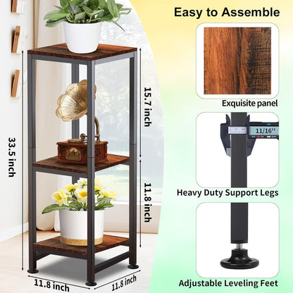 Plant Stand Indoor, Tall Plant stands for Indoor Outdoor Plants, 2 Tier Heavy Duty Plant Shelf 31" Metal Pedestal Stand Modern Corner Flower Stand for Patio, Living Room, Balcony