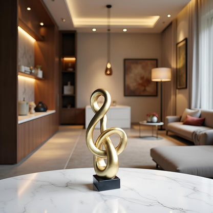 10" Modern Abstract Ribbon Decorative Sculpture, Knot Sculptures,Home Decor,Coffee Table Statues,Dining Living Room Desk Decor（White）